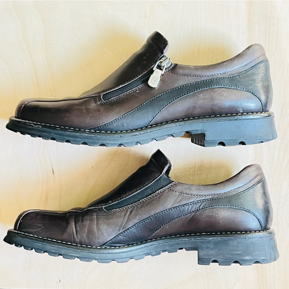 Vintage Italian Leather Zip Up Loafers